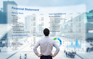 man looking at business financial statement