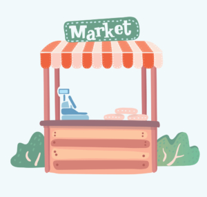 drawing of a market stand